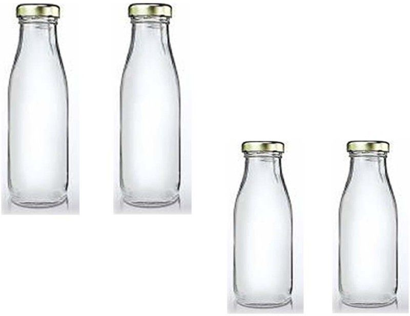RKFancyLight clear hygiene glass multipurpose bottle with golden lid 2(1000ml+500ml) 1000 ml Bottle  (Pack of 4, Clear, Glass)