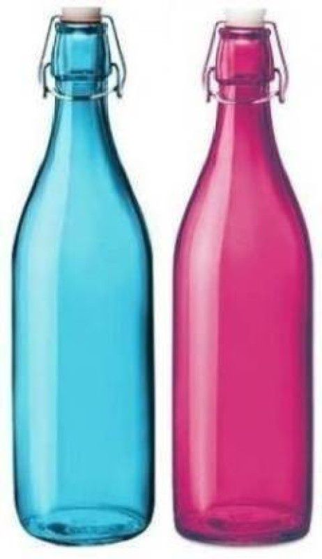 RKFancyLight GLOSSY CLEAR GLASS WATER/JUICE BOTTLES FOR MULTIPURPOSE BO22 1000 ml Bottle  (Pack of 2, Multicolor, Glass)
