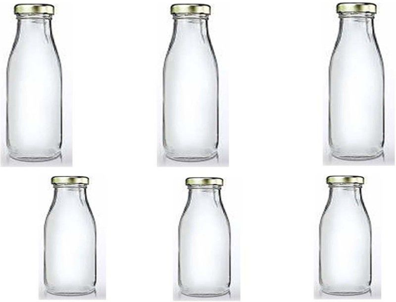 RKFancyLight clear hygiene glass multipurpose bottle with golden lid 3(500ml+300ml) 500 ml Bottle  (Pack of 6, Clear, Glass)