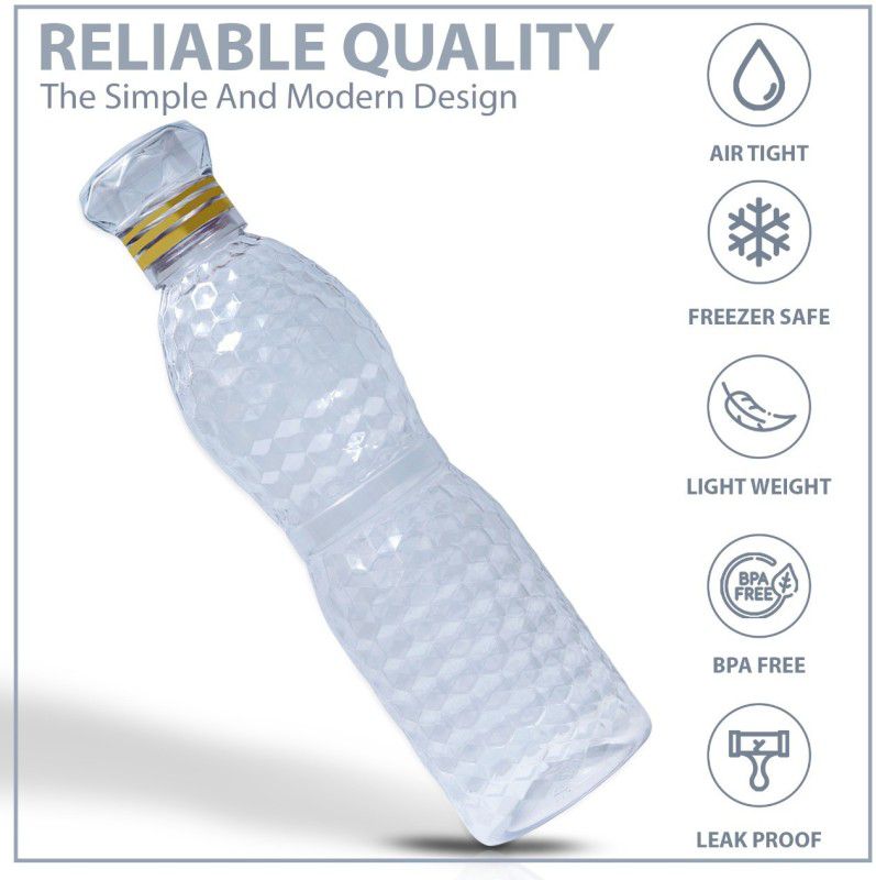 AneriDEALS Crystal Clear Water Bottles for Fridge, Home, Office Gym School Boy, Unbreakable 1000 ml Bottle  (Pack of 6, White, Plastic)