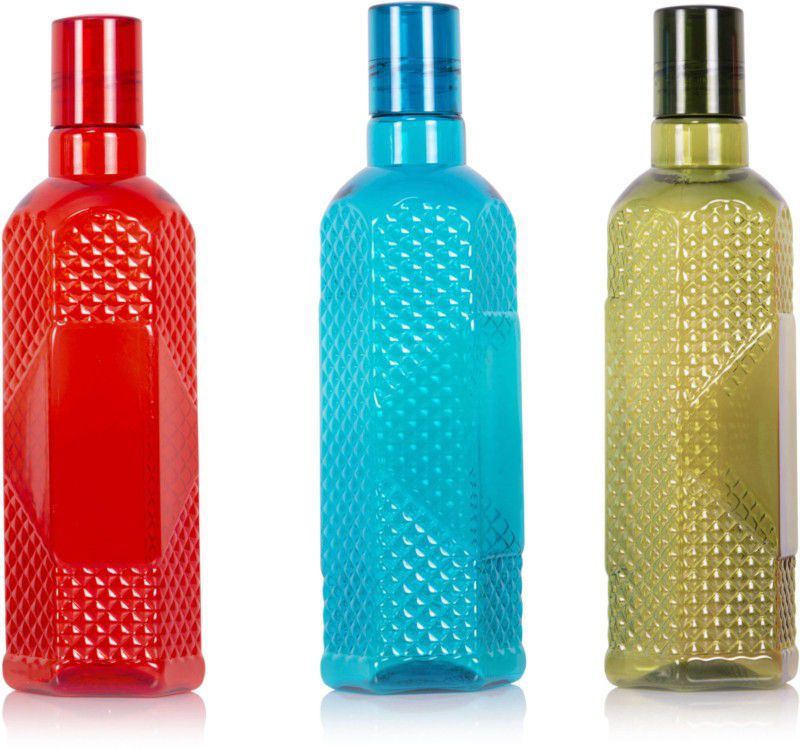 Priva Arts Hexa water bottle ( pack of 3 ) 1000 ml Bottle  (Pack of 3, Multicolor, Plastic)