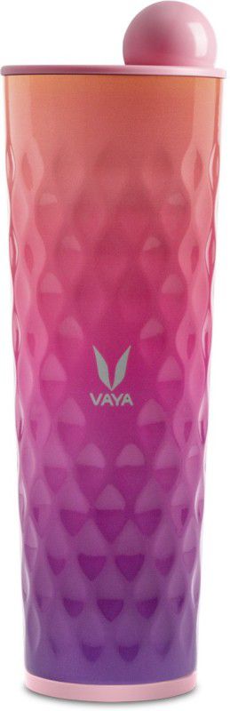 VAYA DRYNK Vacuum Insulated Stainless Steel Water Bottle, Thermosteel Flask with Globe Lid 600 ml Bottle  (Pack of 1, Pink, Steel)