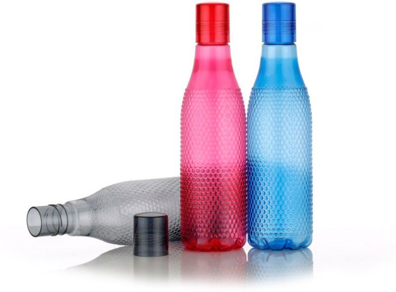 LIVORY NEW TRANSPARENT MULTICOLOR PLASTIC WATER BOTTLE FRIDGE BOTTLE 1000 ml Bottle  (Pack of 3, Multicolor, Plastic)