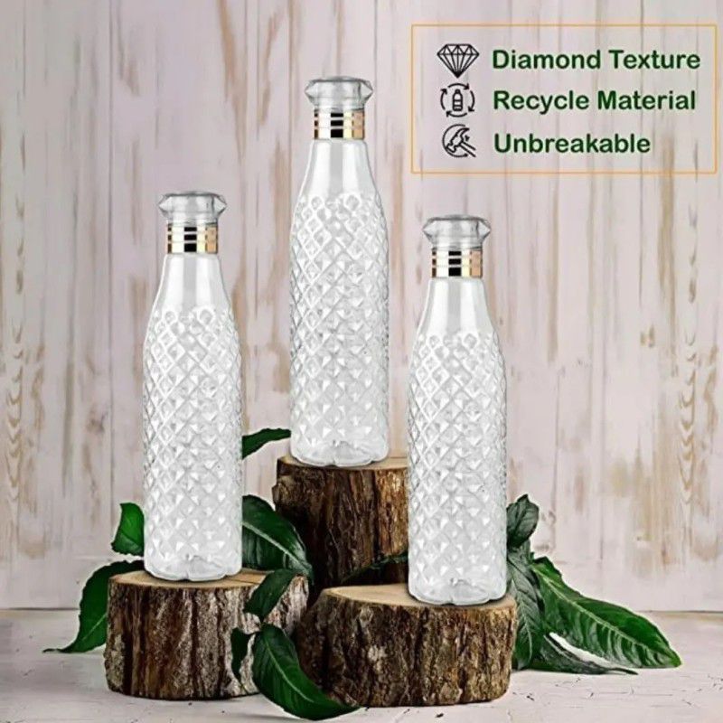Salvin Enterprises Unbreakable Crystal Water Bottle for Home, Fridge, Office, School,Gym;Pack of 3 1000 ml Bottle  (Pack of 3, Clear, Plastic)
