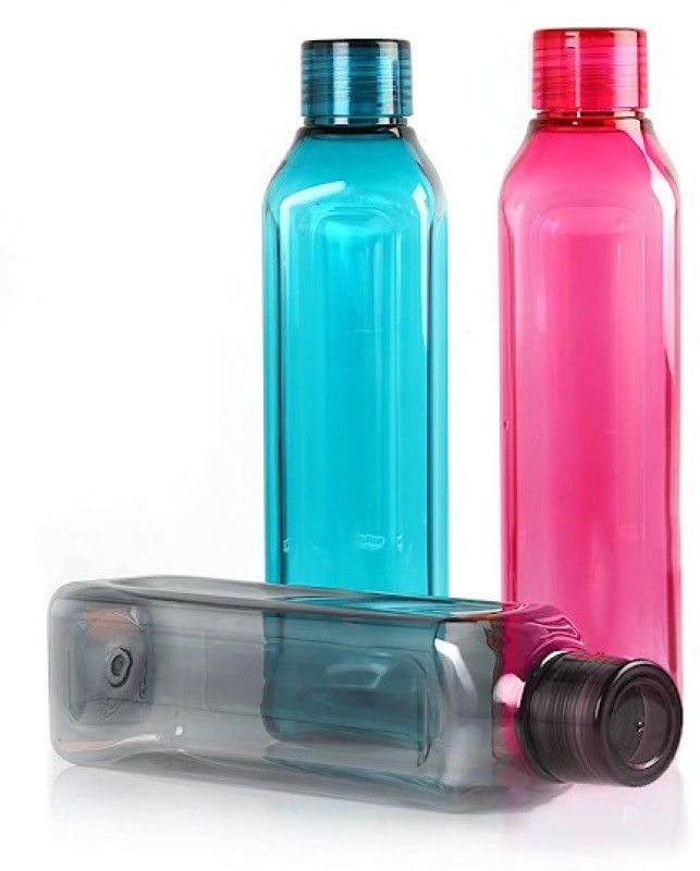 Floraware Reusable, Leak Proof Fridge Water Bottle, 1000 ml Flask  (Pack of 3, Multicolor, Plastic)