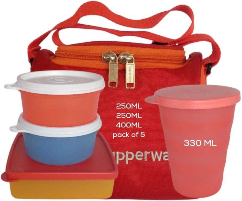 TUPPERWARE New Best Lunch Set 400+250+250+Tumbler 330ml+Bag (Pack of 5) 5 Containers Lunch Box  (1230 ml, Thermoware)