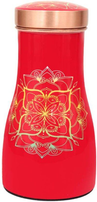 Divian Presents Bedroom Red Mandal Printed Bedside Bottle Bedside Carafe 950 ml Bottle  (Pack of 1, Red, Copper)