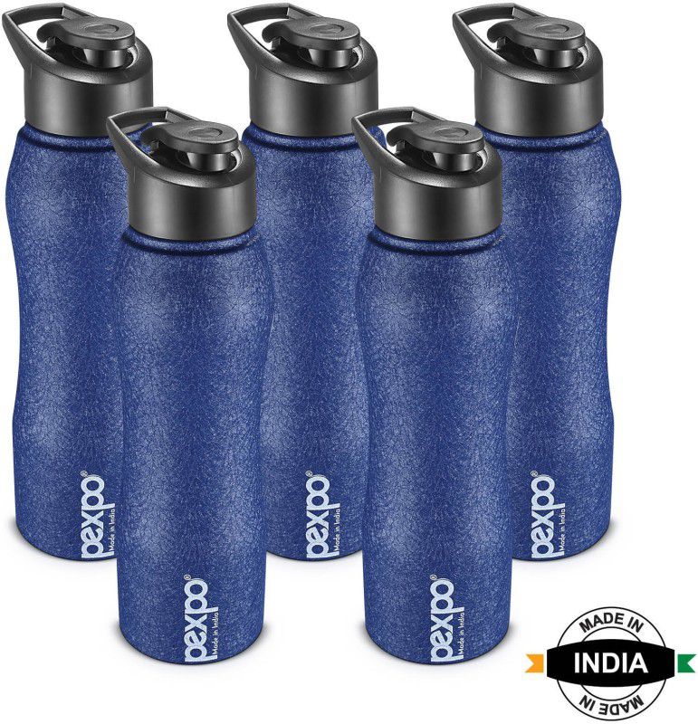 pexpo 1000 ml Sports and Hiking Stainless Steel Water Bottle, Bistro 1000 ml Bottle  (Pack of 5, Blue, Steel)