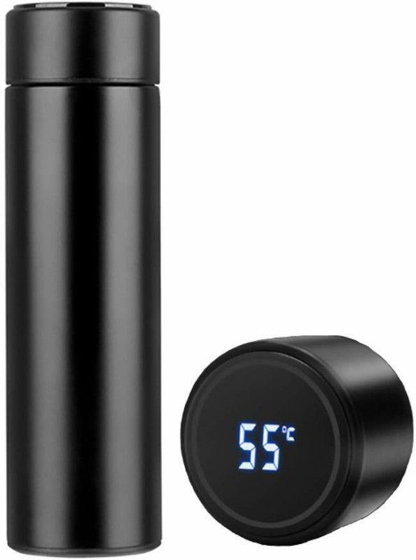 CHG Flasks Water Bottle with Active LED Temperature Display Indicator Touch Screen 500 ml Flask  (Pack of 1, Black, Steel)