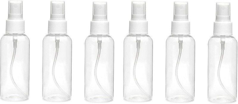 Mini Refillable Perfume Atomizer Spray Bottle 100 ml Spray Bottle  (Pack of 6, Clear, Plastic)