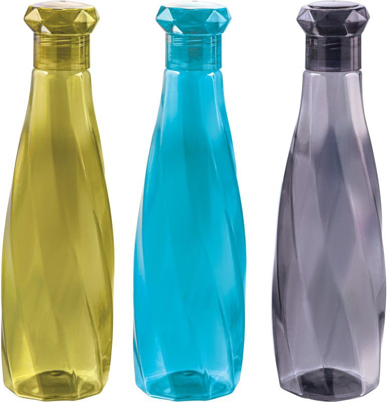 ATTRO Helix Unbreakable PET Fridge Water Bottle, 1000 ml Bottle  (Pack of 3, Multicolor, PET)