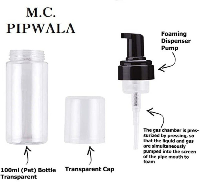 plastic Empty Foaming Dispenser/Empty Foaming Liquid Soap Pump Bottles 100 ml Bottle  (Pack of 3, Clear, Plastic)
