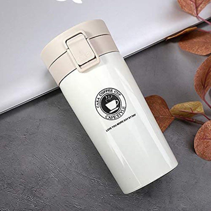 ICONIX insulated coffee Mug Vacuum Insulated Travel Coffee Mug with Hot & Cold 300 ml Flask  (Pack of 1, White, Steel)