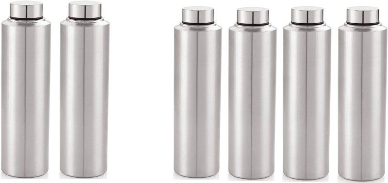 SAMEEP STAINLESS STEEL WATER BOTTLE 1000ML (PACK OF 1) 1000 ml Bottle  (Pack of 6, Silver, Steel)