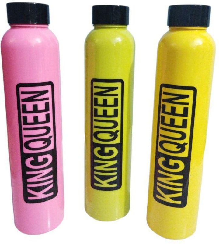 Trendy stylo King Queen Stylish Bottles 1000 ml Bottle  (Pack of 3, Multicolor, PET)