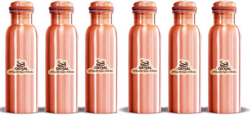 Oxyjal Branded Pure Copper Bottle For Make Water Pure Mineral 1000 ml Bottle  (Pack of 6, Brown, Copper)