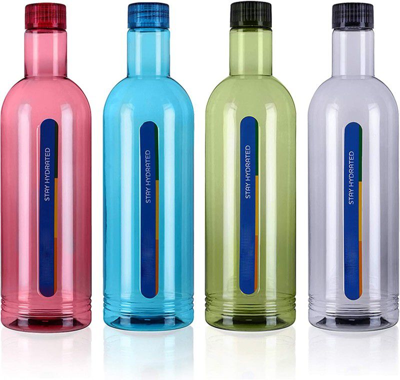 Randal Aura Premium Quality Fridge Bottle Set (Blue/Red/Green/Grey) (4 Pcs Set) 1000 ml Bottle  (Pack of 4, Multicolor, Plastic)