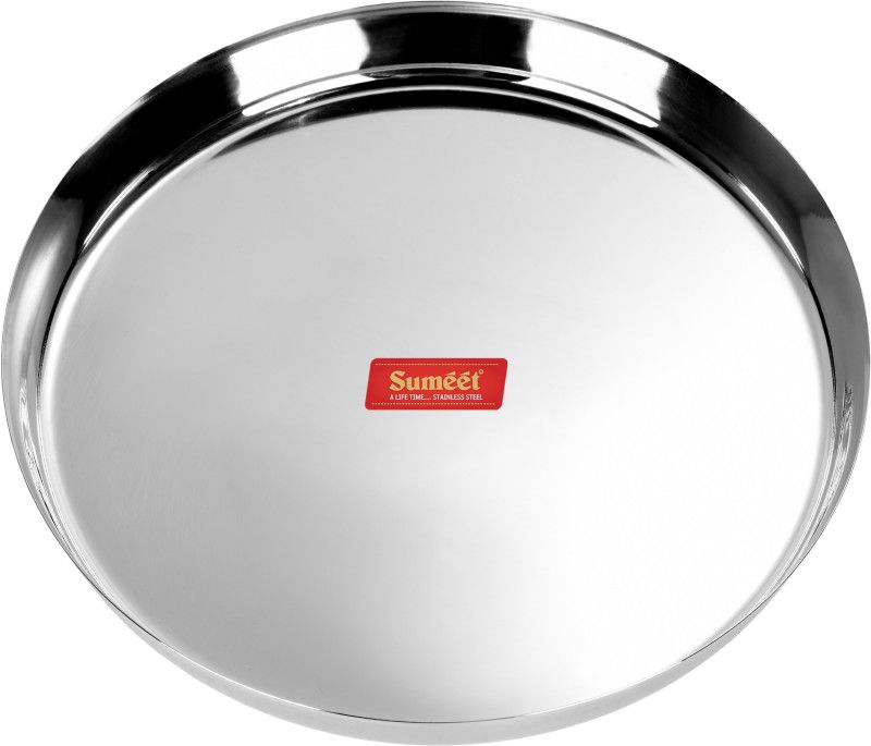 Sumeet 22 Gauge Stainless Steel Traditional Dinner Plate / Thali 30.7Cm (2.5Ltr) - 1 Pc Dinner Plate