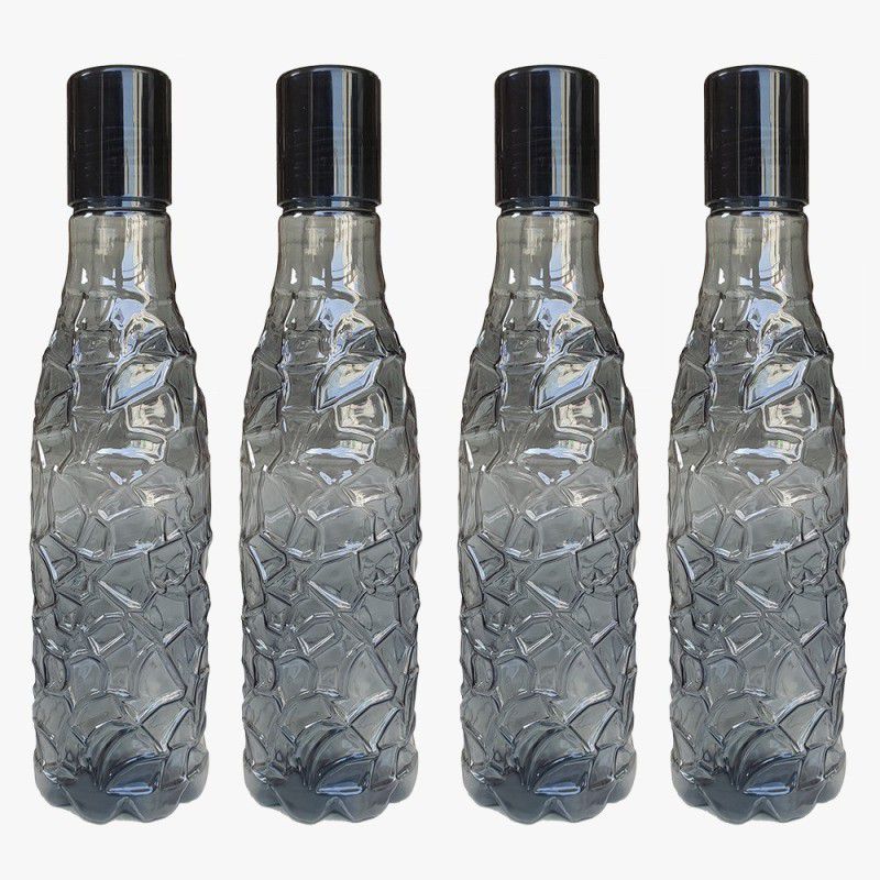 Randal Premium Quality Crystal Fridge Water Bottle Set ( 4 Black ) 1000 ml Bottle  (Pack of 4, Multicolor, PET)