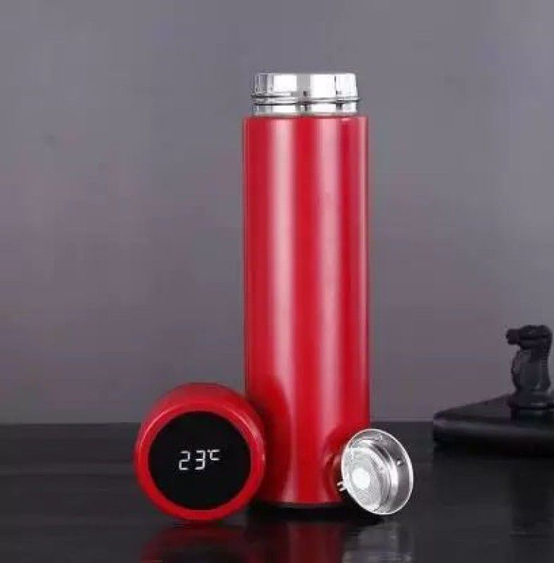Gantavya Smart Vacuum Flasks Stainless Steel Bottle LED Display 500 ml Temperature Bottle 500 ml Bottle  (Pack of 1, Red, Steel)