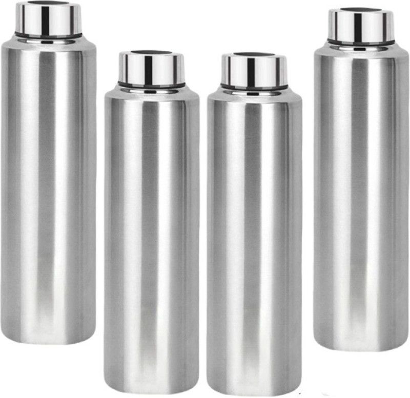 Steel Water Bottle Office, Gym, Sports, Travel, Oil can Pack Of 4 1000 ml Bottle  (Pack of 4, Silver, Steel)