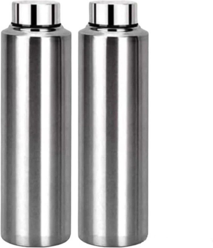 Stainless Steel Water Bottle Office, Gym, Sports, Travel, Pack Of 2 1000 ml Bottle  (Pack of 2, Silver, Steel)