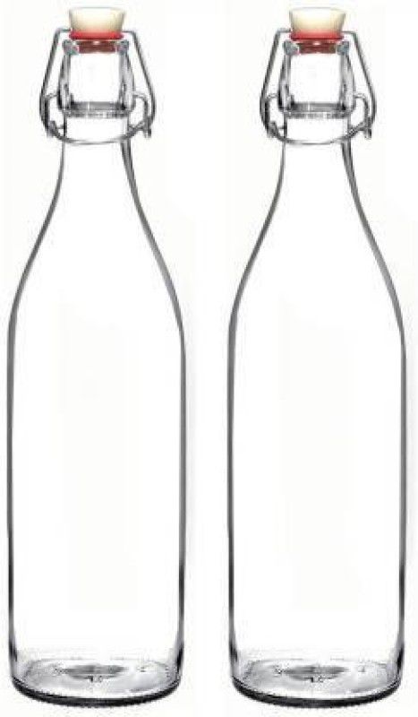 BILAL ANSARI GLOSSY CLEAR GLASS WATER/JUICE BOTTLES FOR MULTIPURPOSE GB4 1000 ml Bottle  (Pack of 2, Clear, Glass)