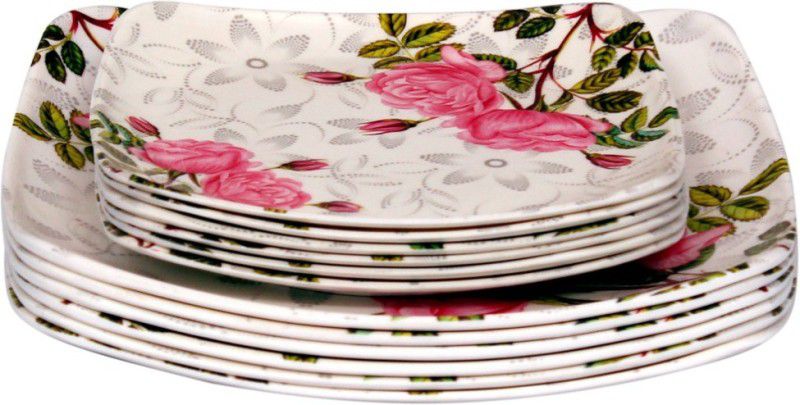 Carnival SQUARE LITO MODEL -002,10INCH FULL PLATE AND 7 INCH HALF PLATE SET 12 PCS OF MELAMINE Dinner Plate  (Pack of 12)