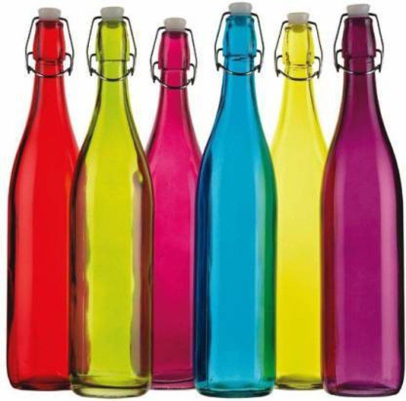 BILAL ANSARI GLOSSY CLEAR GLASS WATER/JUICE BOTTLES FOR MULTIPURPOSE GB2 1000 ml Bottle  (Pack of 6, Multicolor, Glass)