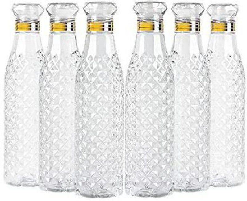 riyafitness Water Bottle Fridge Home n Office, Transparent 1000ml (Crystal Diamond Set of 6) 1000 ml Bottle  (Pack of 6, Clear, Plastic)