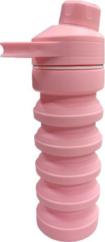 variety palace Silicon Collapsible Water Bottle BPA Free Unbreakable(Pink) 225 ml Bottle  (Pack of 1, Pink, Silicone)