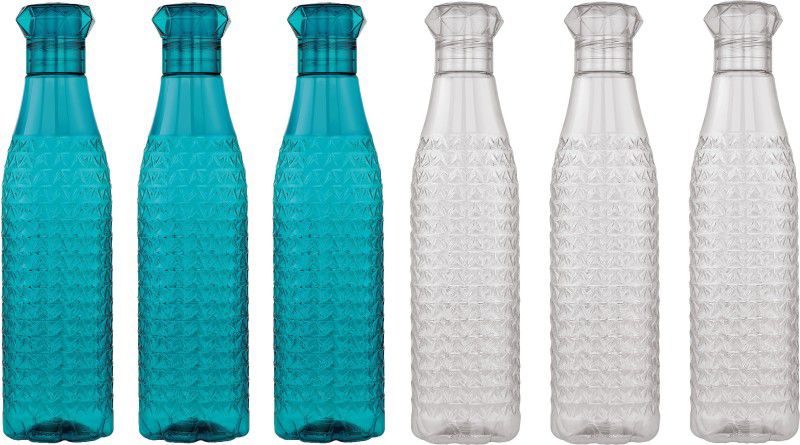 Randal Premium Quality Fridge Water Bottle Set Of 6PCS ( 3 Blue +3 White ) 1000 ml Bottle  (Pack of 6, Multicolor, PET)