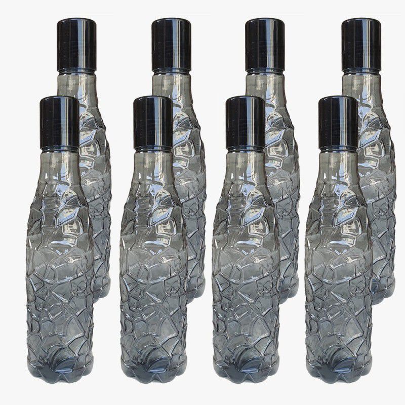 Randal Premium Quality Crystal Fridge Water Bottle Set ( 8 Black ) 1000 ml Bottle  (Pack of 8, Black, PET)