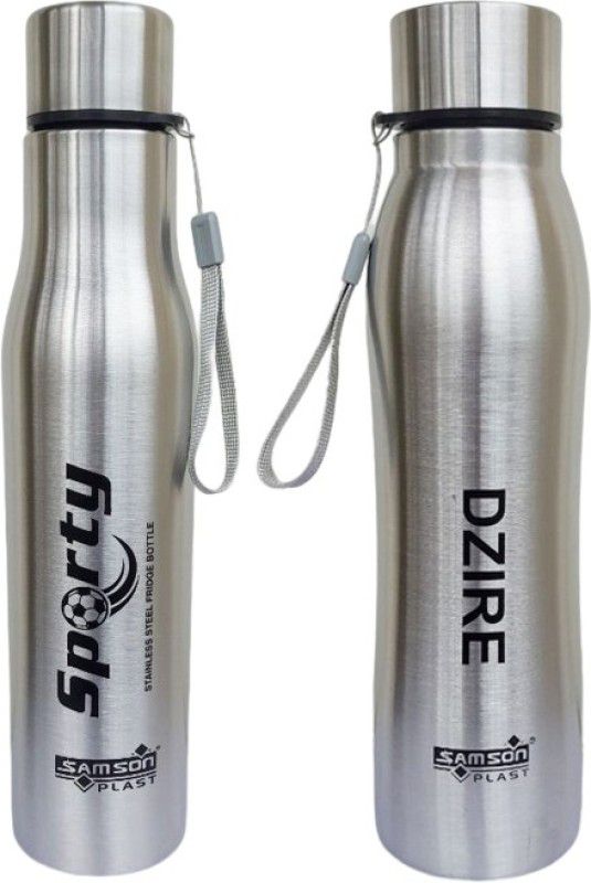 Sporty-Dzire Stainless Steel Fridge Water Bottle 1000ml Combo(Pack of 2, Silver) 1000 ml Bottle  (Pack of 2, Silver, Steel)