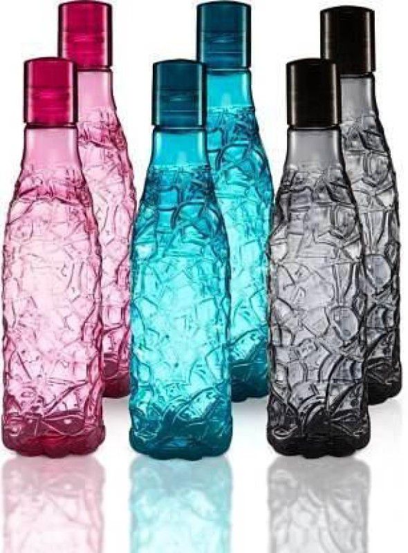 Randal Premium Quality Crystal Fridge Water Bottle Set ( 6 PCS ) 1000 ml Bottle  (Pack of 6, Multicolor, PET)