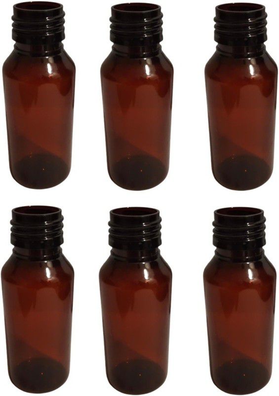 50ML Amber Coloured pet Empty Bottle 6 pcs 50 ml Bottle  (Pack of 6, Brown, Plastic)