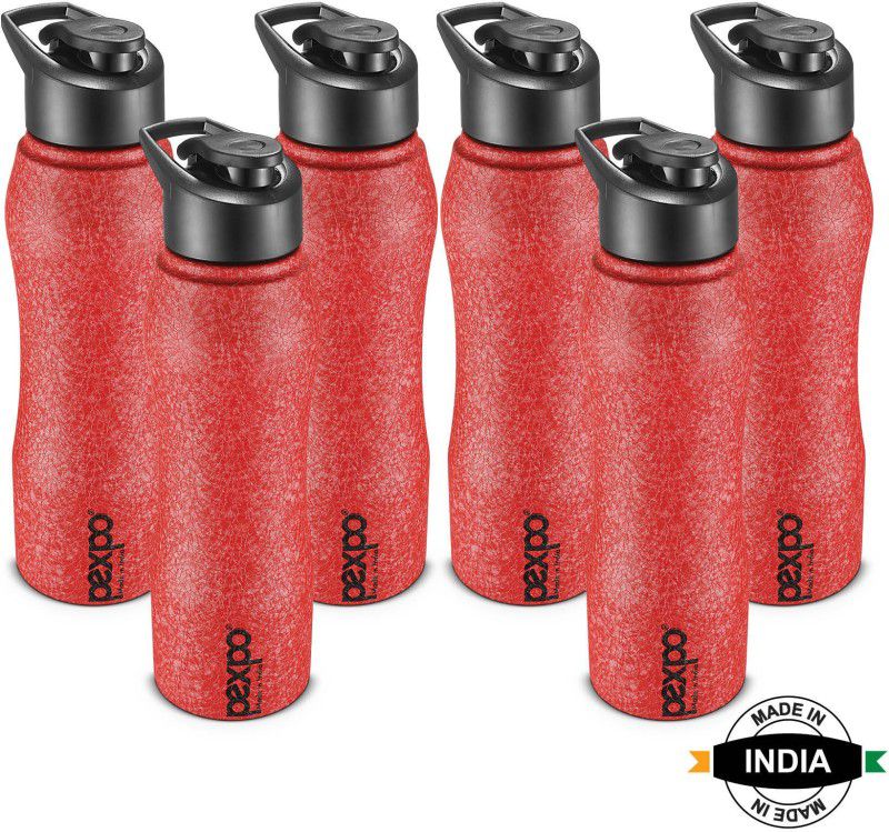 pexpo 1000 ml Sports and Hiking Stainless Steel Water Bottle, Bistro 1000 ml Bottle  (Pack of 6, Red, Steel)