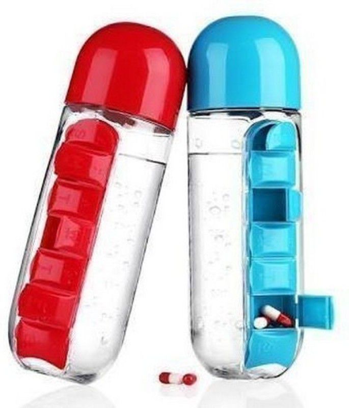 SEAHAVEN Pill Organation Bottle 7 day bottle 250 ml Bottle  (Pack of 2, Multicolor, Plastic)