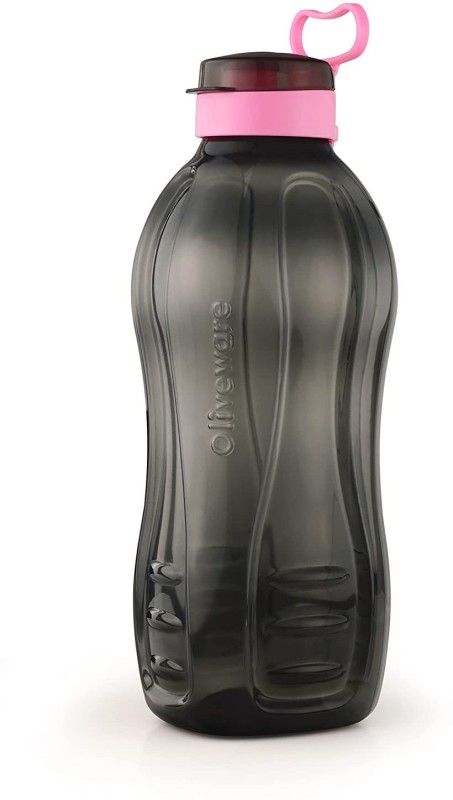 Oliveware Jumbo Water Bottle | 2000 Ml Capacity | Better Grip | For Home & Office Use 2000 ml Bottle  (Pack of 1, Black, Pink, Plastic)