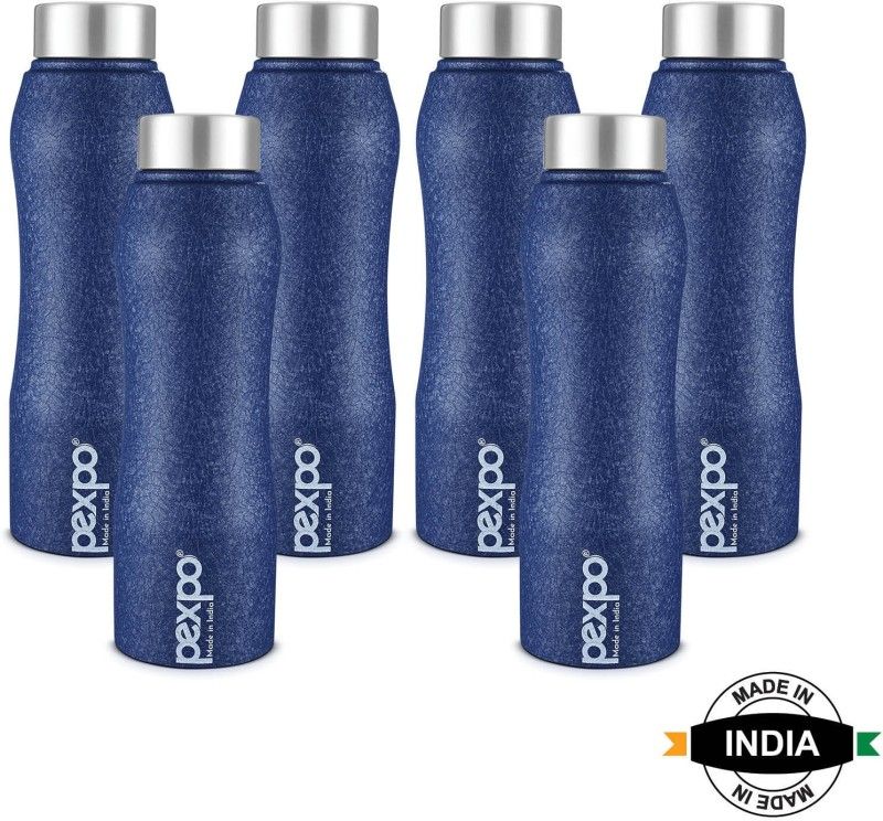 pexpo 1000 ml Fridge and Refrigerator Stainless Steel Water Bottle, Bistro 1000 ml Bottle  (Pack of 6, Blue, Steel)