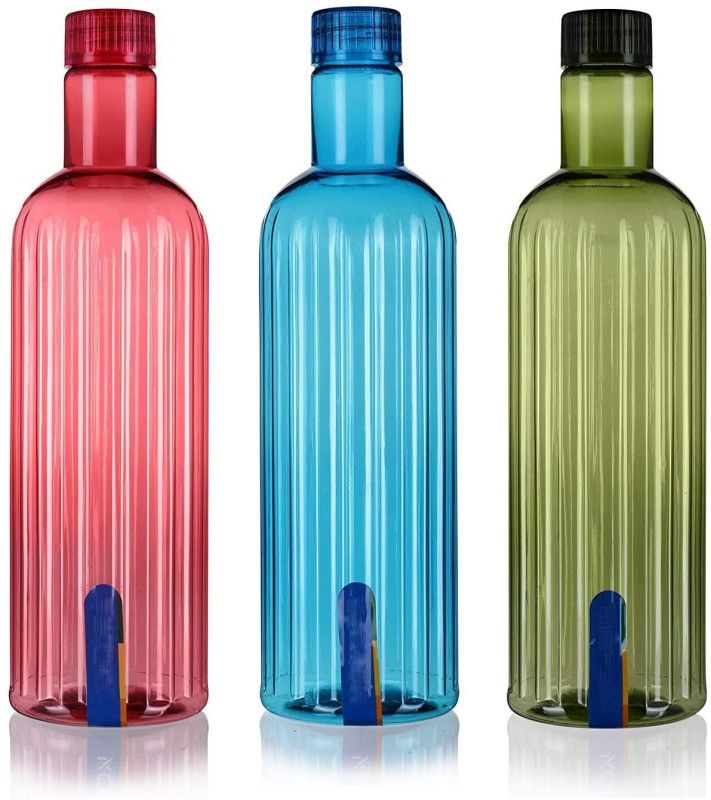 N H Enterprise Premium Quality Zeal Fridge Water Bottle Set ( 3 PCS ) 1000 ml Bottle  (Pack of 3, Multicolor, Plastic)