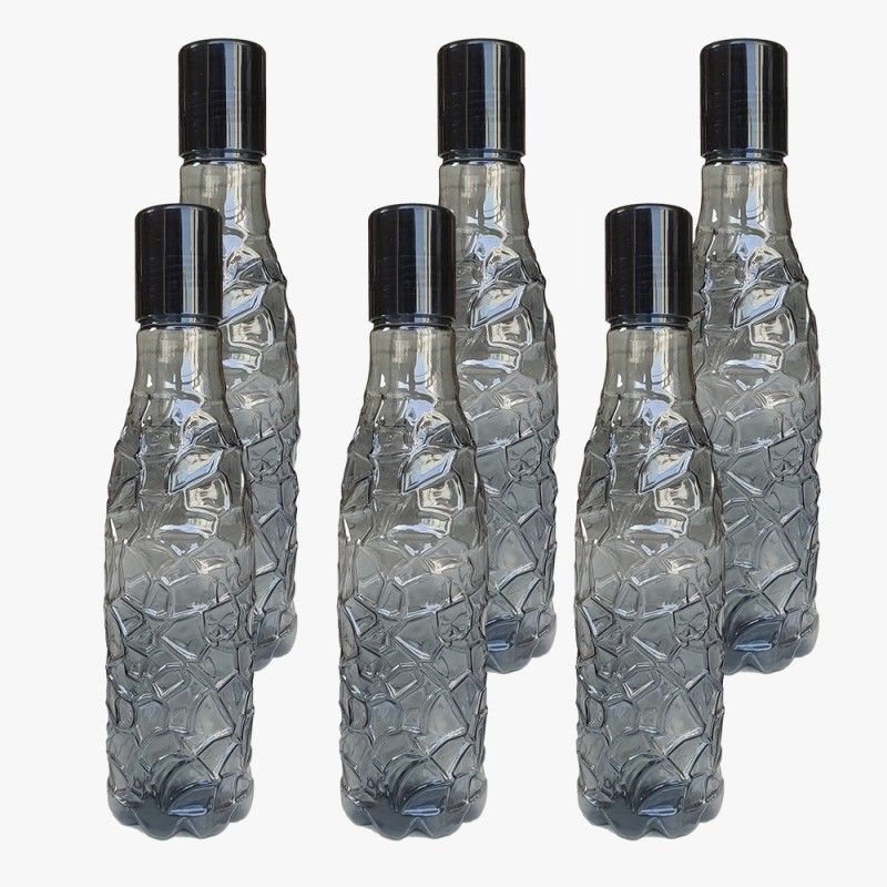 Randal Premium Quality Crystal Fridge Water Bottle Set ( 6 Black ) 1000 ml Bottle  (Pack of 6, Black, PET)