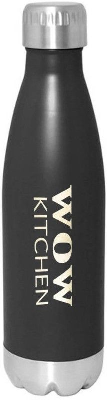 WOW Kitchen Stainless Steel Double Walled Thermos Mat Black Water Bottle 1000 ml Bottle  (Pack of 1, Black, Steel)