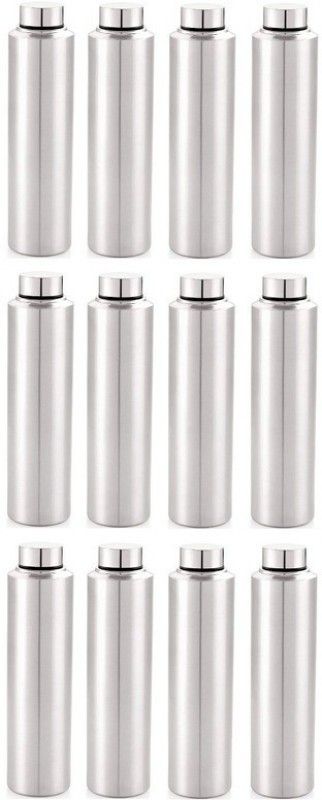 AJOTI Stainless Steel Water Bottle For College/Gym/Sports 1000 ml Bottle  (Pack of 12, Silver, Steel)