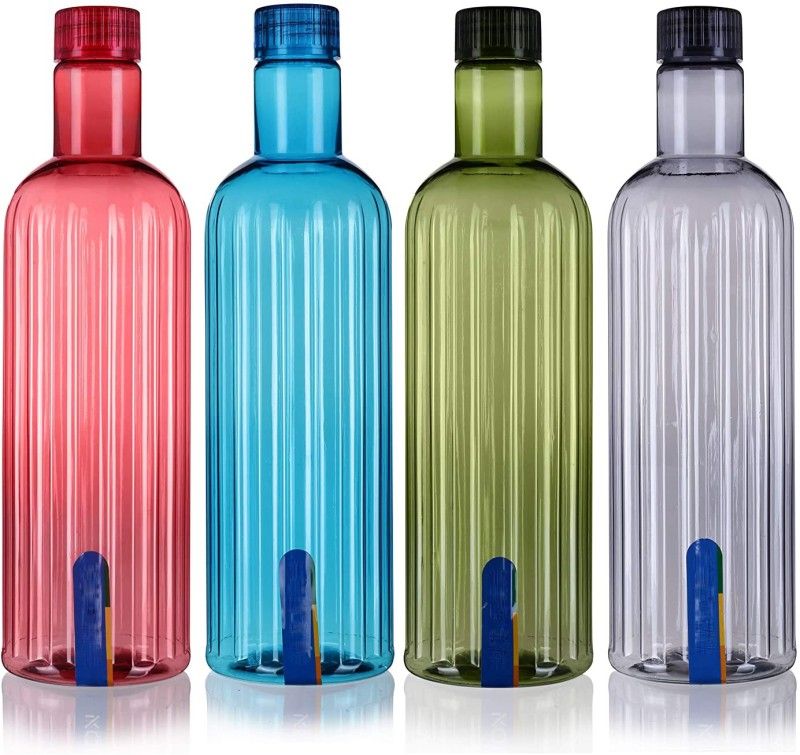 Randal Zeal Premium Quality Fridge Bottle Set (Blue/Red/Green/Grey) (4 Pcs Set) 1000 ml Bottle  (Pack of 4, Multicolor, Plastic)