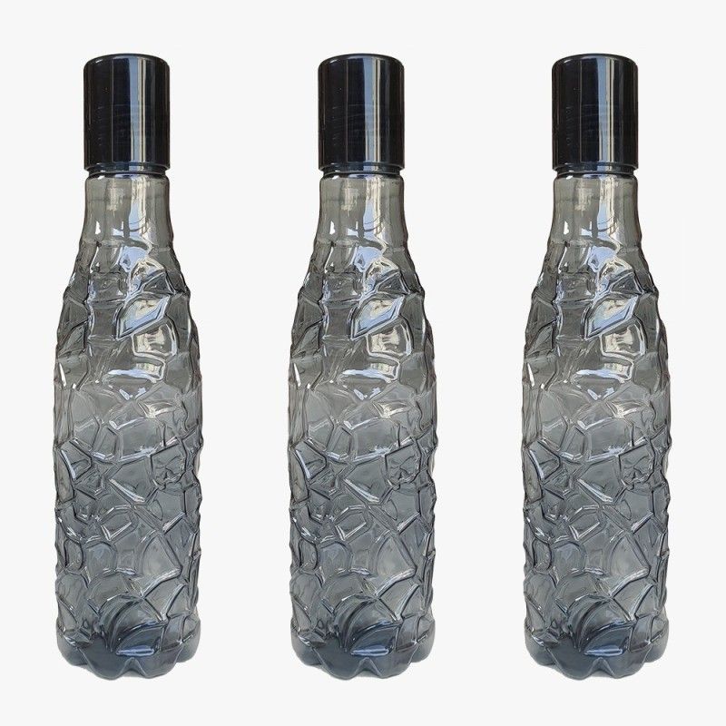 Randal Premium Quality Crystal Fridge Water Bottle Set ( 3 Black ) 1000 ml Bottle  (Pack of 3, Multicolor, PET)
