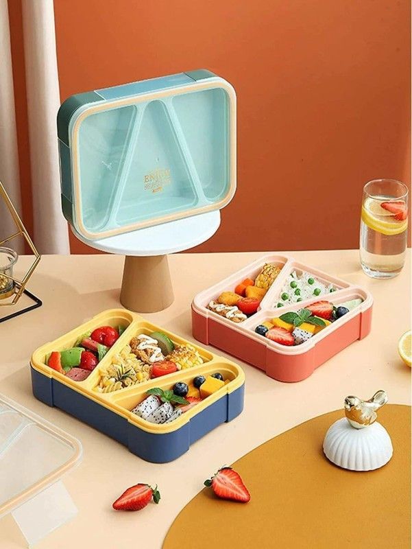 NL Traders 3 Grid Lunch Box with Plastic Tiffin Box for Boys,Girls, School & Office 1 Containers Lunch Box  (1000 ml, Thermoware)