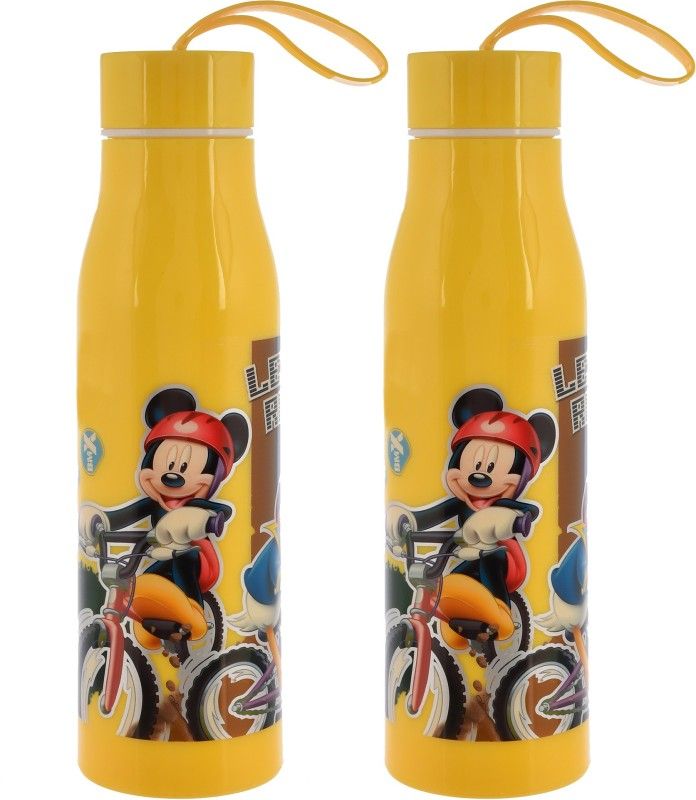 KUBER INDUSTRIES MickeyMouse Printed BPA Free FoodGrade Insulated WaterBottle-600ml,Packof2(Yellow) 600 ml Bottle  (Pack of 2, Yellow, Plastic)