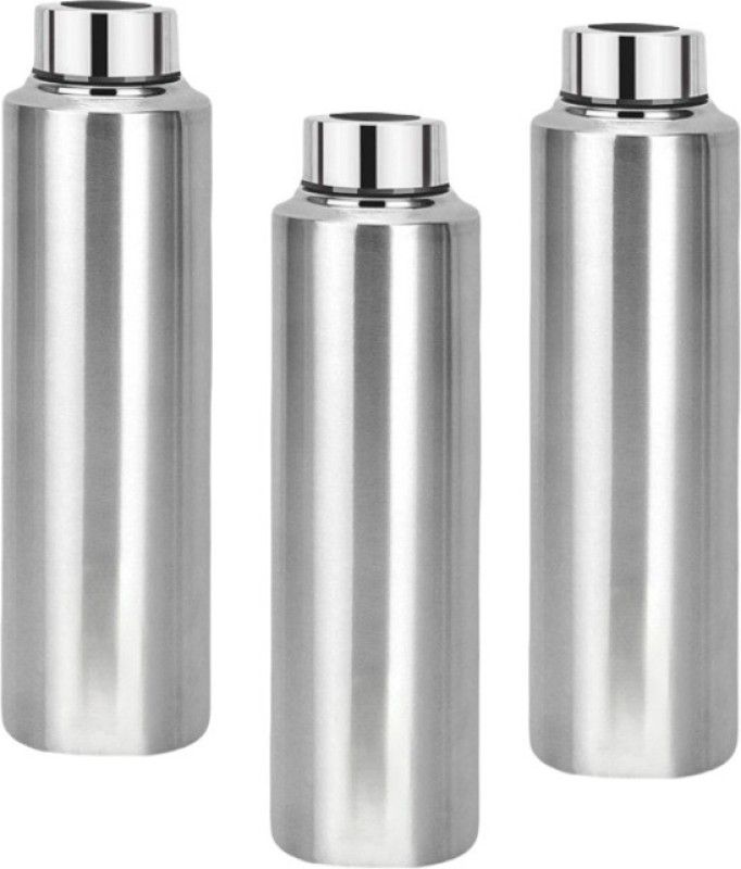 Steel Water Bottle Office, Gym, Sports, Travel, Set Of 3 1000 ml Bottle  (Pack of 3, Silver, Steel)