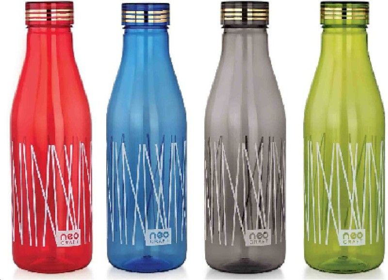 BIZOLO Water Bottles Multi 1000 ml Bottle  (Pack of 4, Multicolor, Plastic)